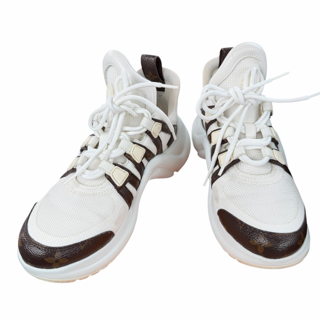 Louis Vuitton Archlight Sneakers Monogram White Brown Size 38